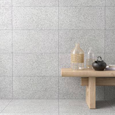Motion Grey Terrazzo Effect Matt Porcelain Tile-Rectified Edge